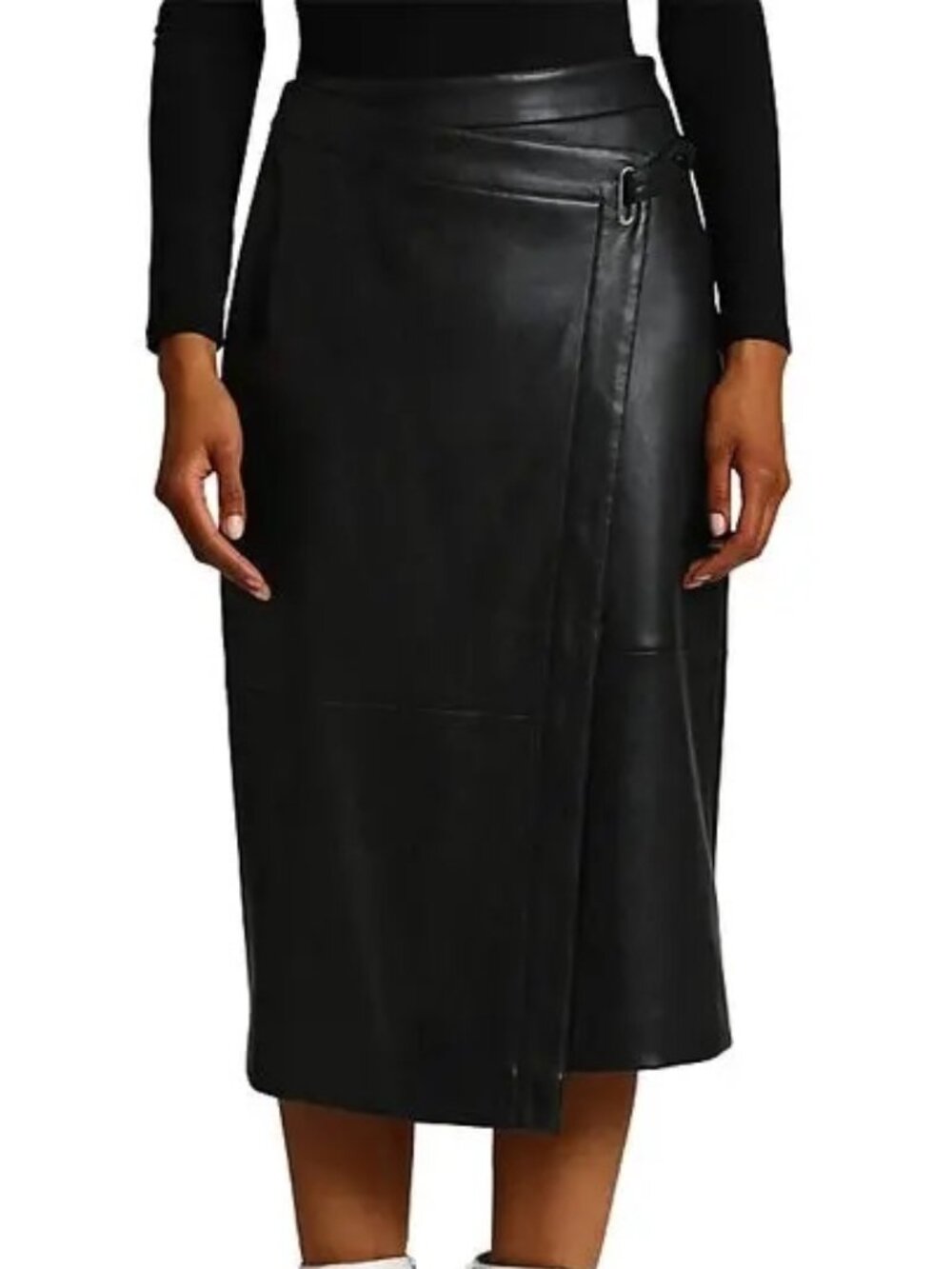 Bagatelle Collection Faux Leather A Line Midi Skirt Size S